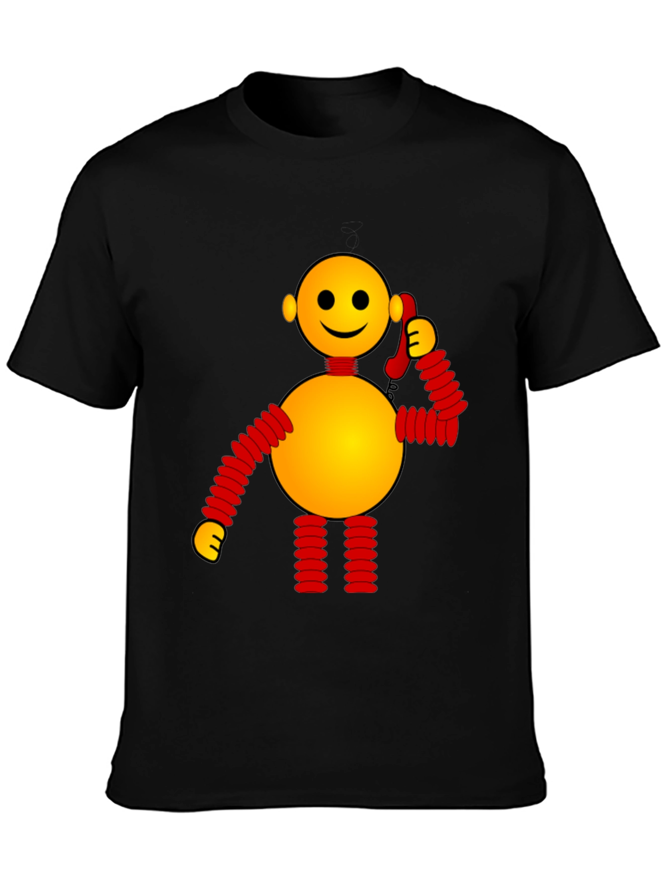 Whimsical Robot Graphic Tee - Black