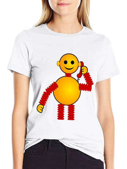 Whimsical Robot Graphic Tee - Black