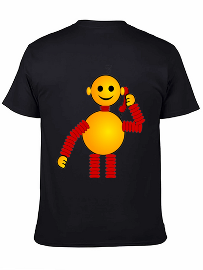 Whimsical Robot Graphic Tee - Black