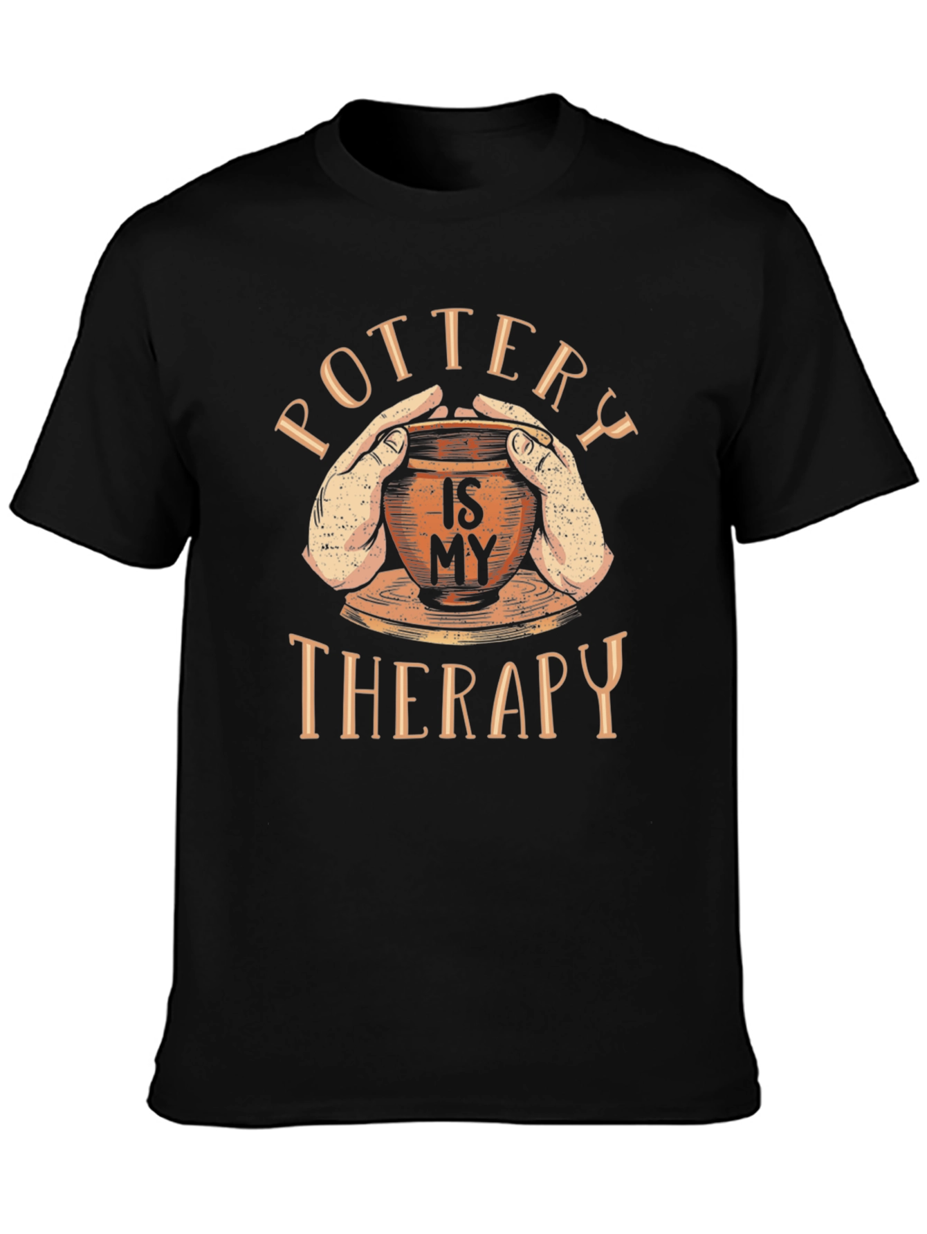 Pottery is My Therapy Black Graphic T-Shirt
