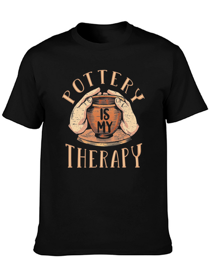 Pottery is My Therapy Black Graphic T-Shirt