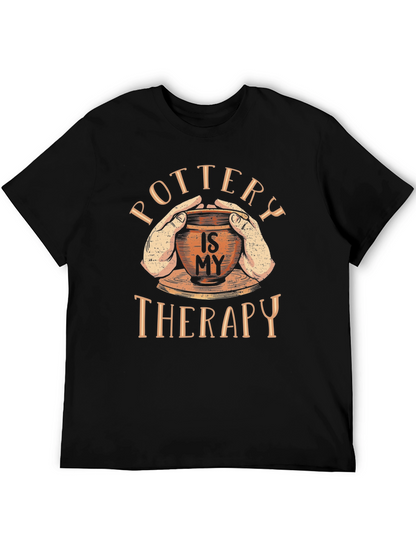 Pottery is My Therapy Black Graphic T-Shirt