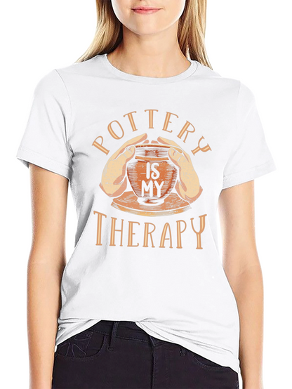 Pottery is My Therapy Black Graphic T-Shirt