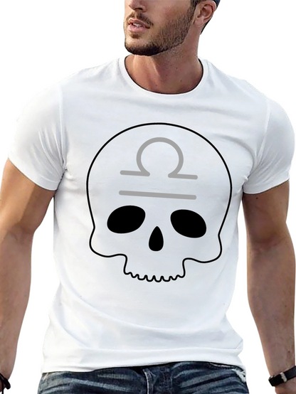 Libra Skull T-Shirt - Zodiac Sign Graphic Tee