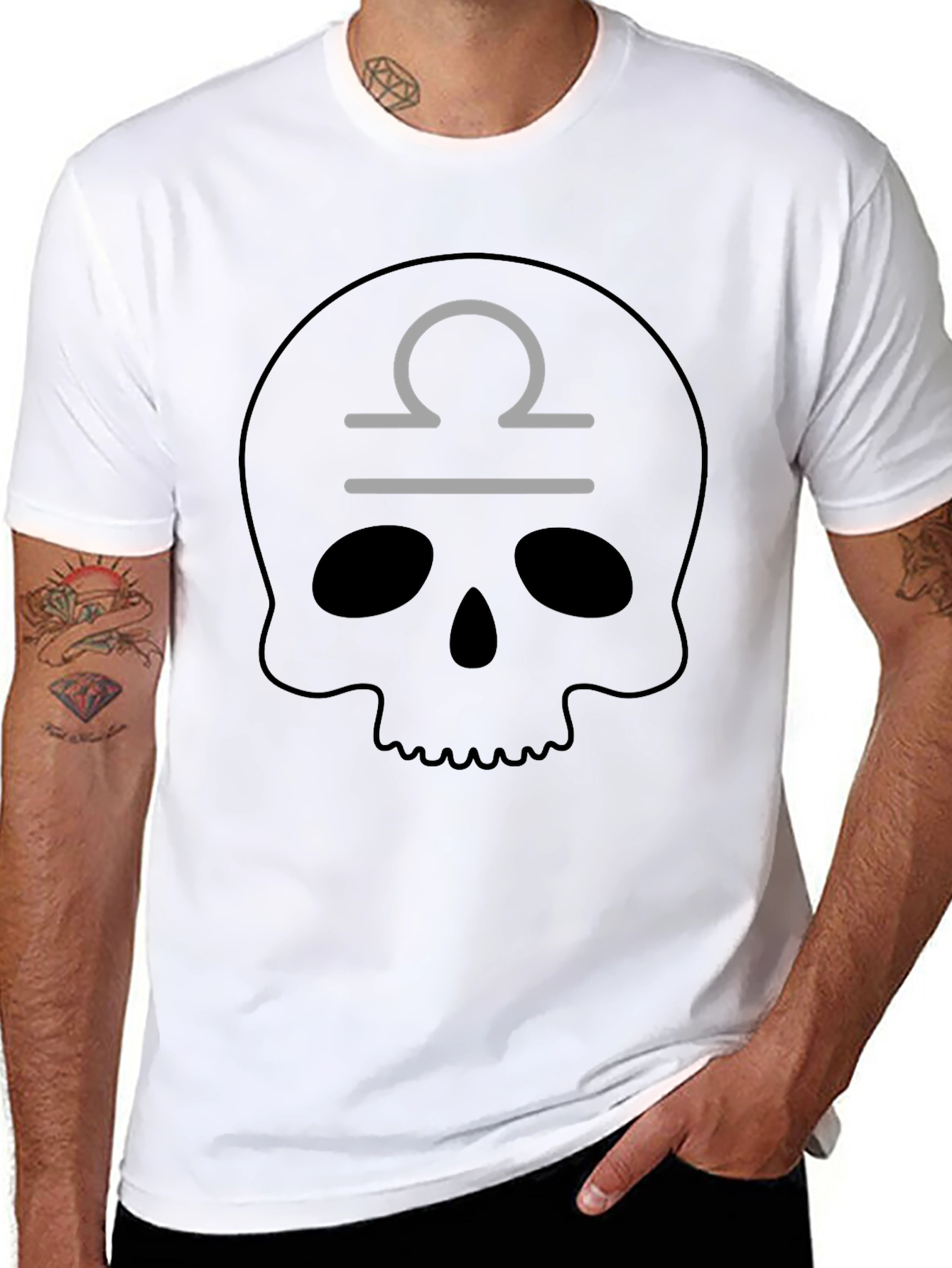Libra Skull T-Shirt - Zodiac Sign Graphic Tee