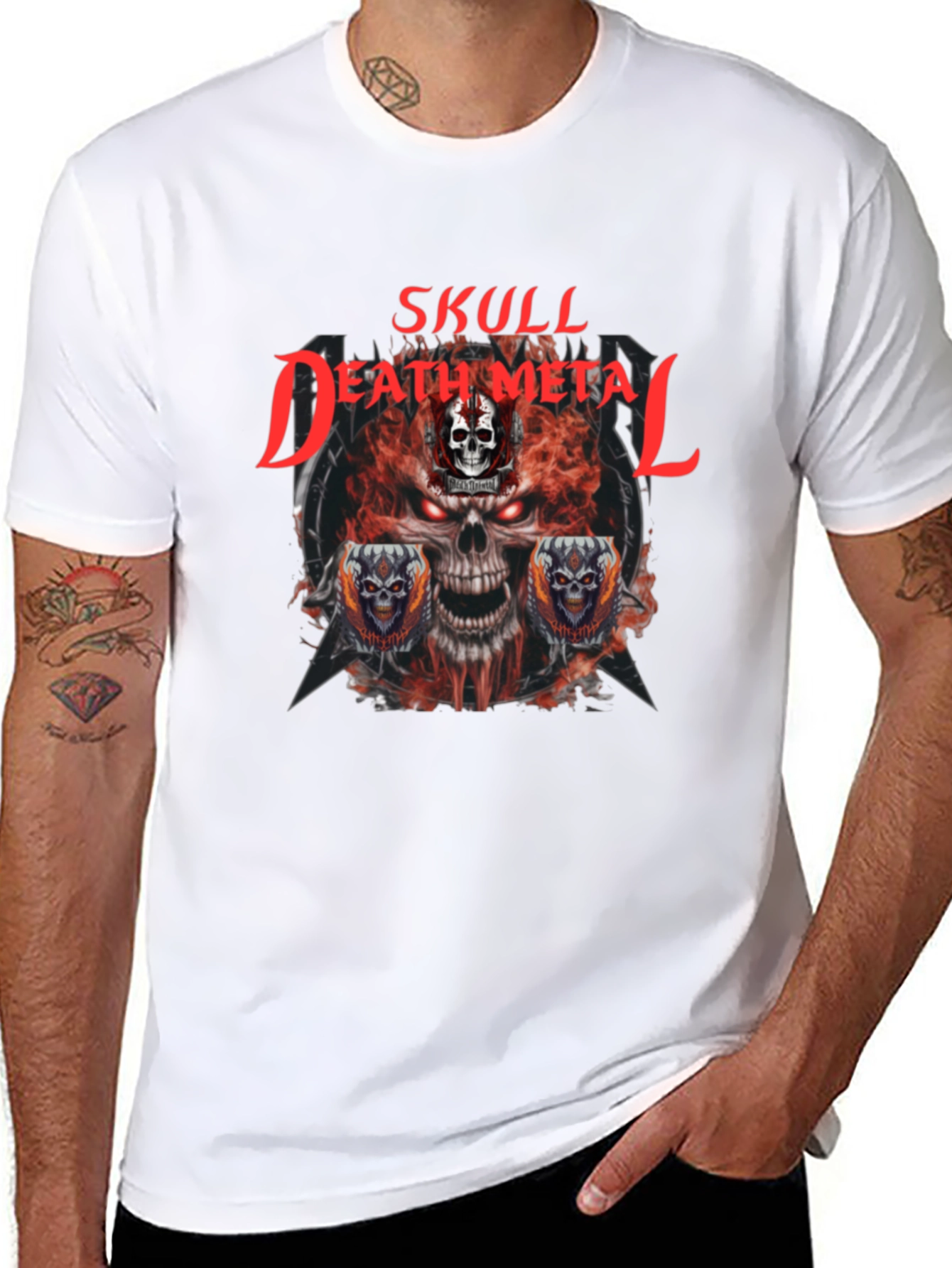 Skull Death Metal Graphic T-Shirt