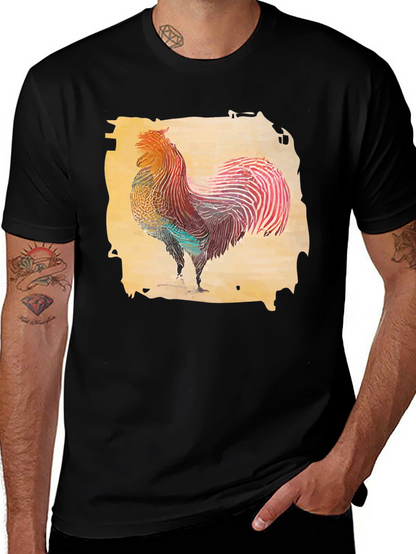 Rooster Graphic T-Shirt - Black Cotton Tee