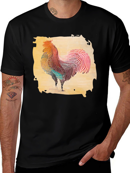 Rooster Graphic T-Shirt - Black Cotton Tee