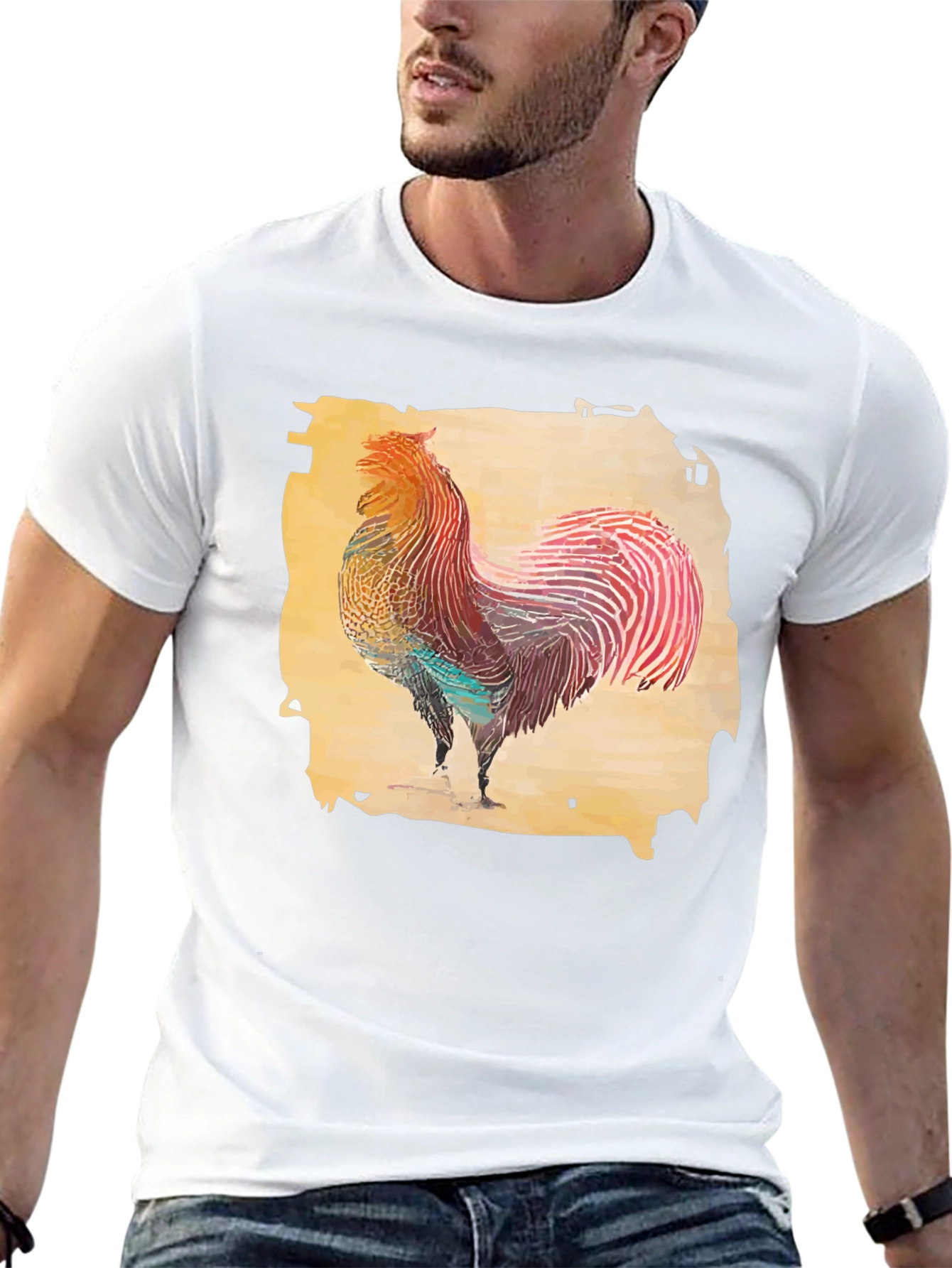 Rooster Graphic T-Shirt - Black Cotton Tee
