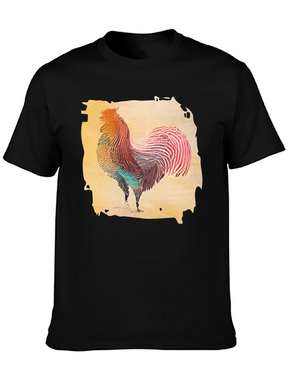 Rooster Graphic T-Shirt - Black Cotton Tee