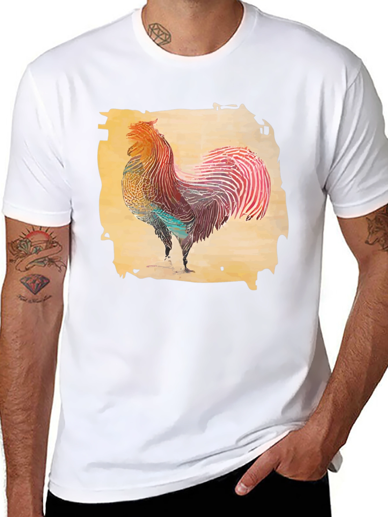 Rooster Graphic T-Shirt - Black Cotton Tee