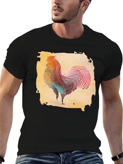 Rooster Graphic T-Shirt - Black Cotton Tee