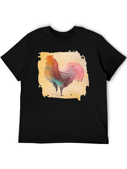 Rooster Graphic T-Shirt - Black Cotton Tee