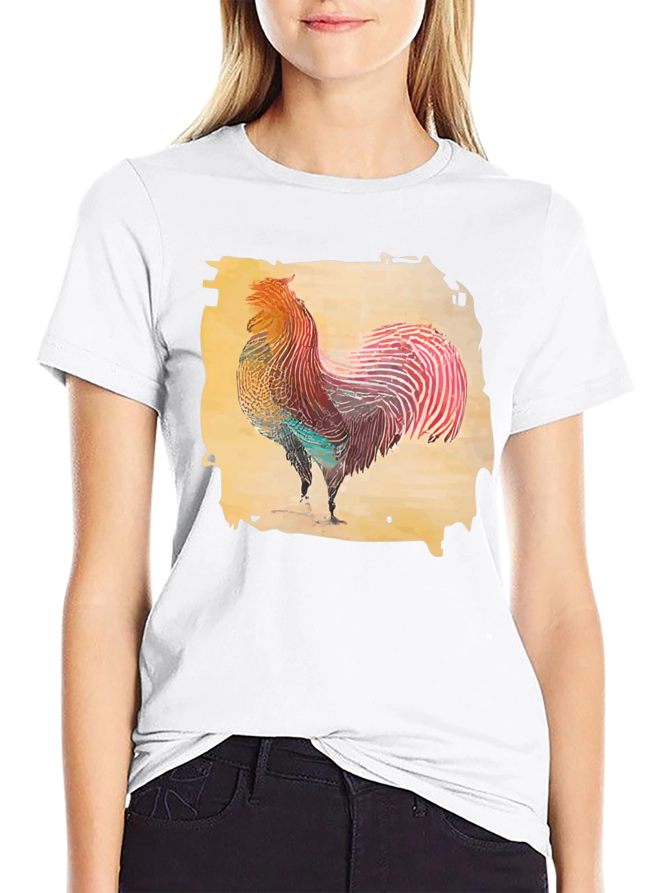 Rooster Graphic T-Shirt - Black Cotton Tee