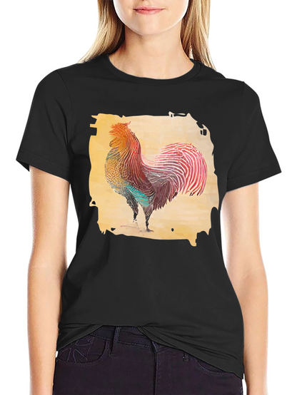 Rooster Graphic T-Shirt - Black Cotton Tee