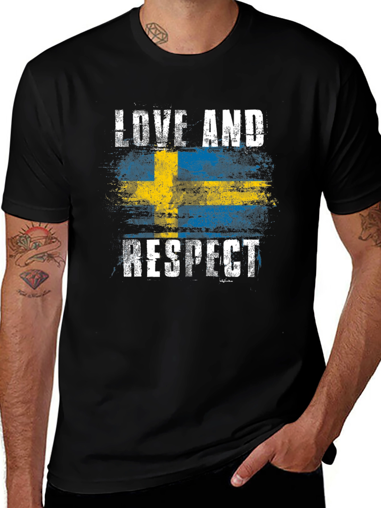 Sweden Flag Love & Respect Graphic T-Shirt