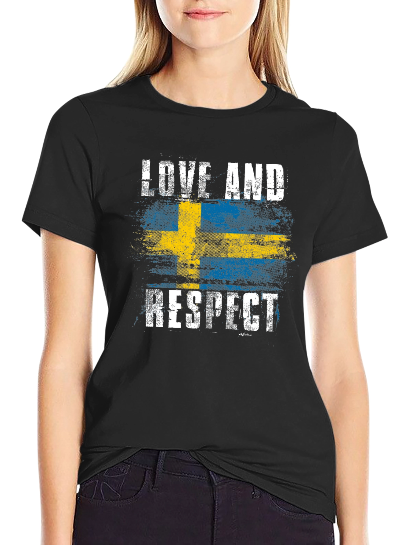 Sweden Flag Love & Respect Graphic T-Shirt