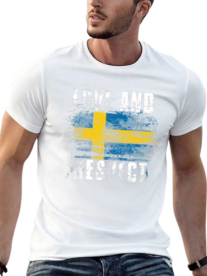 Sweden Flag Love & Respect Graphic T-Shirt