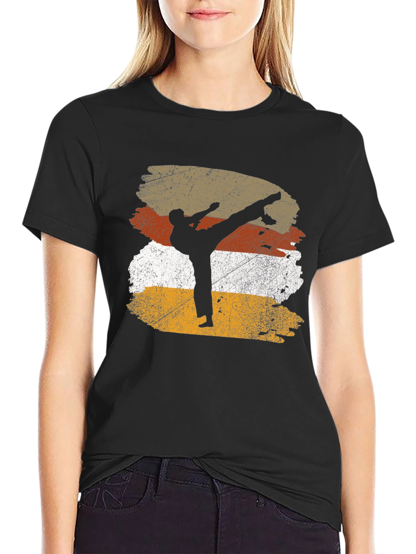 Martial Arts Silhouette Graphic Tee - Black