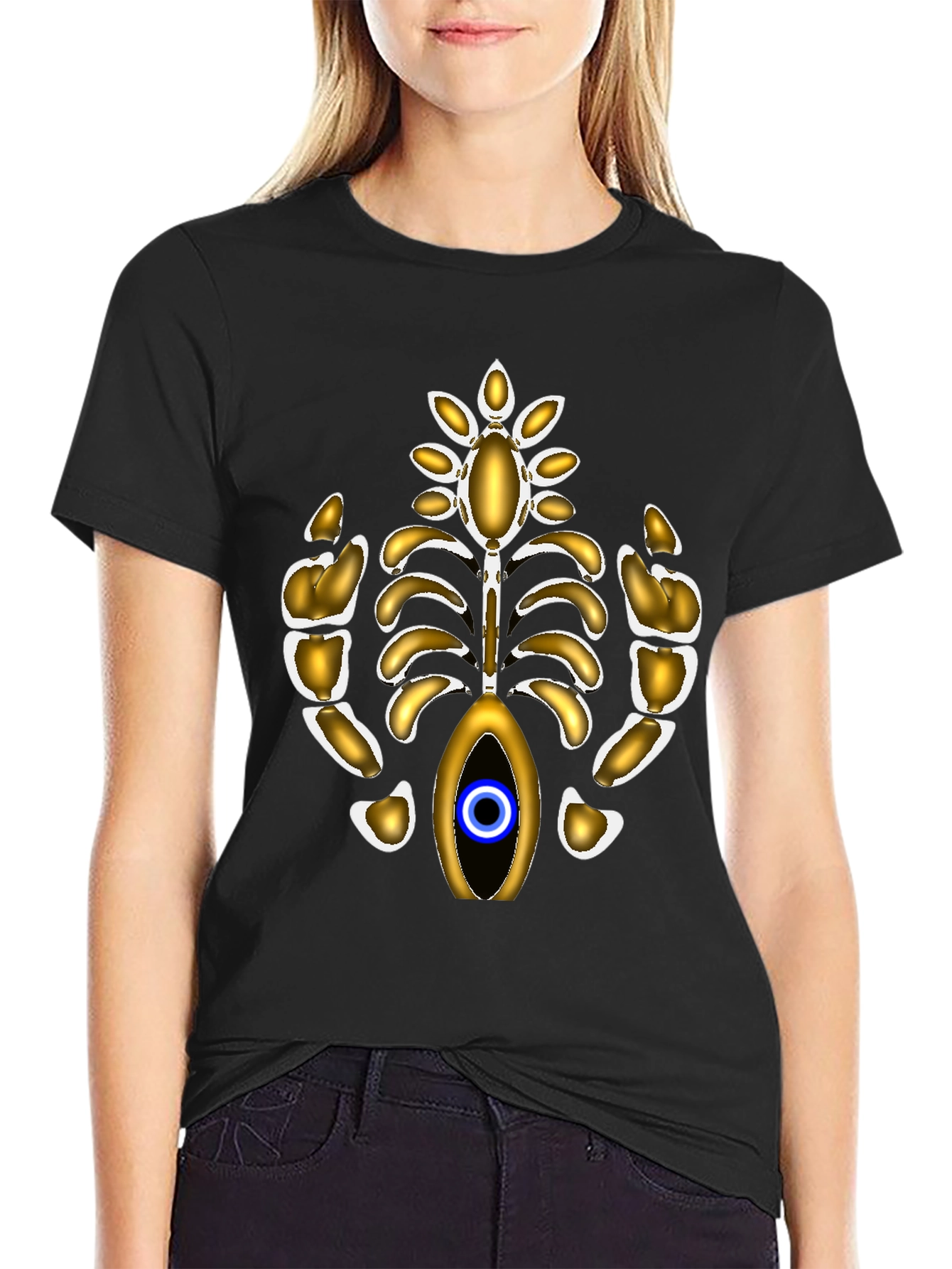 Eye-Catching Metallic Ribcage Graphic Tee