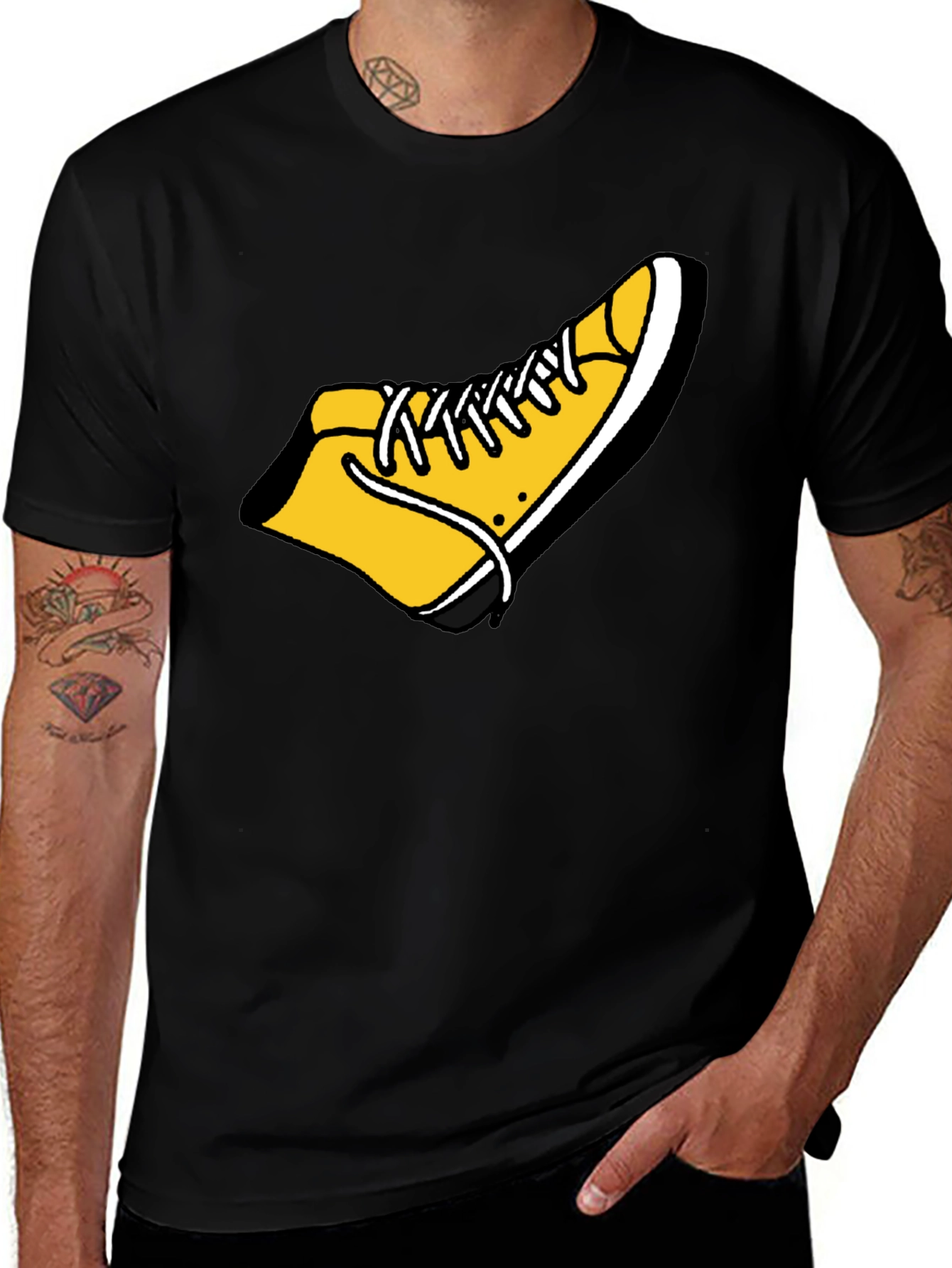 Shoe Graphic Tee - Funky Black Cotton T-Shirt