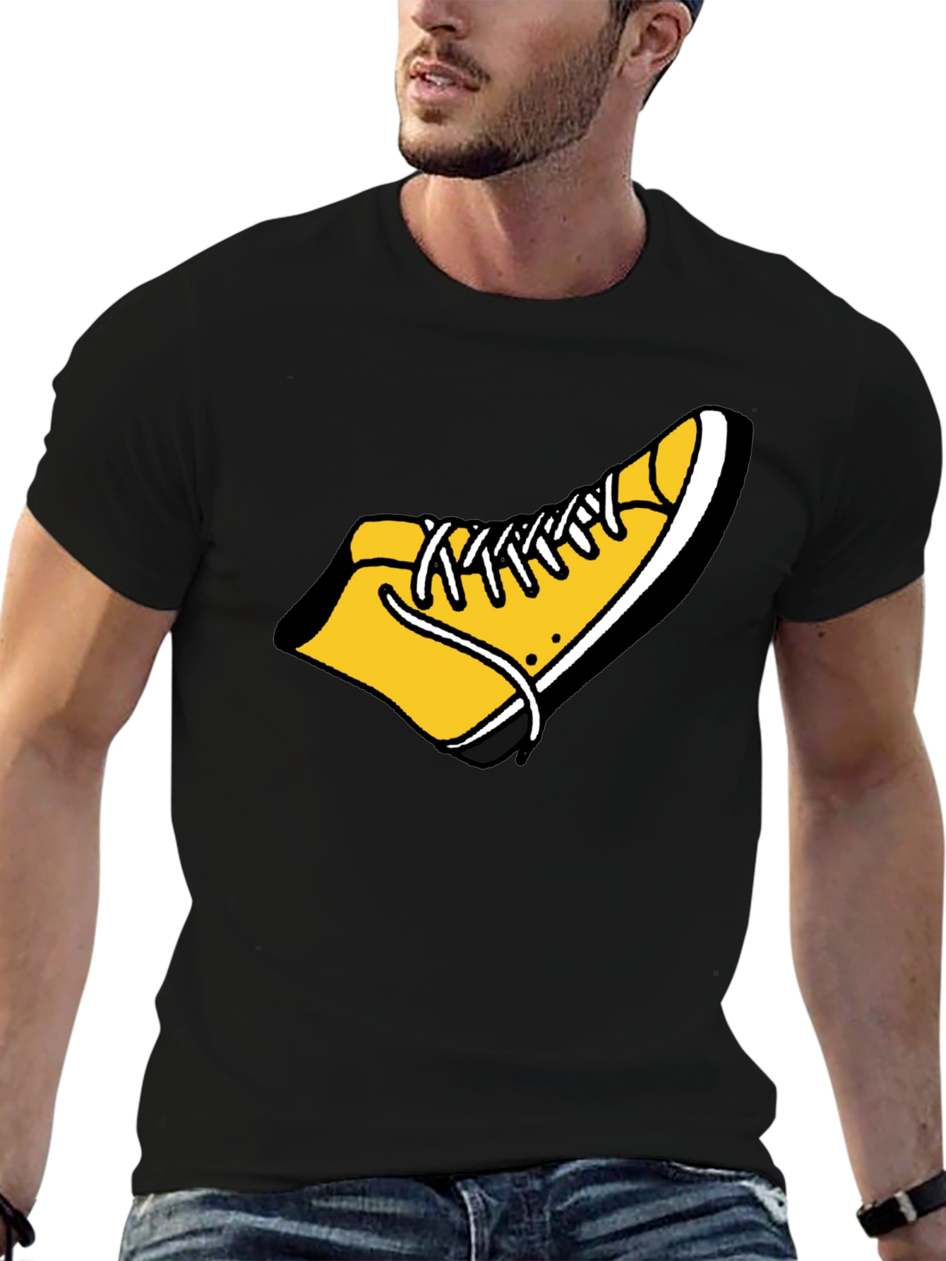 Shoe Graphic Tee - Funky Black Cotton T-Shirt