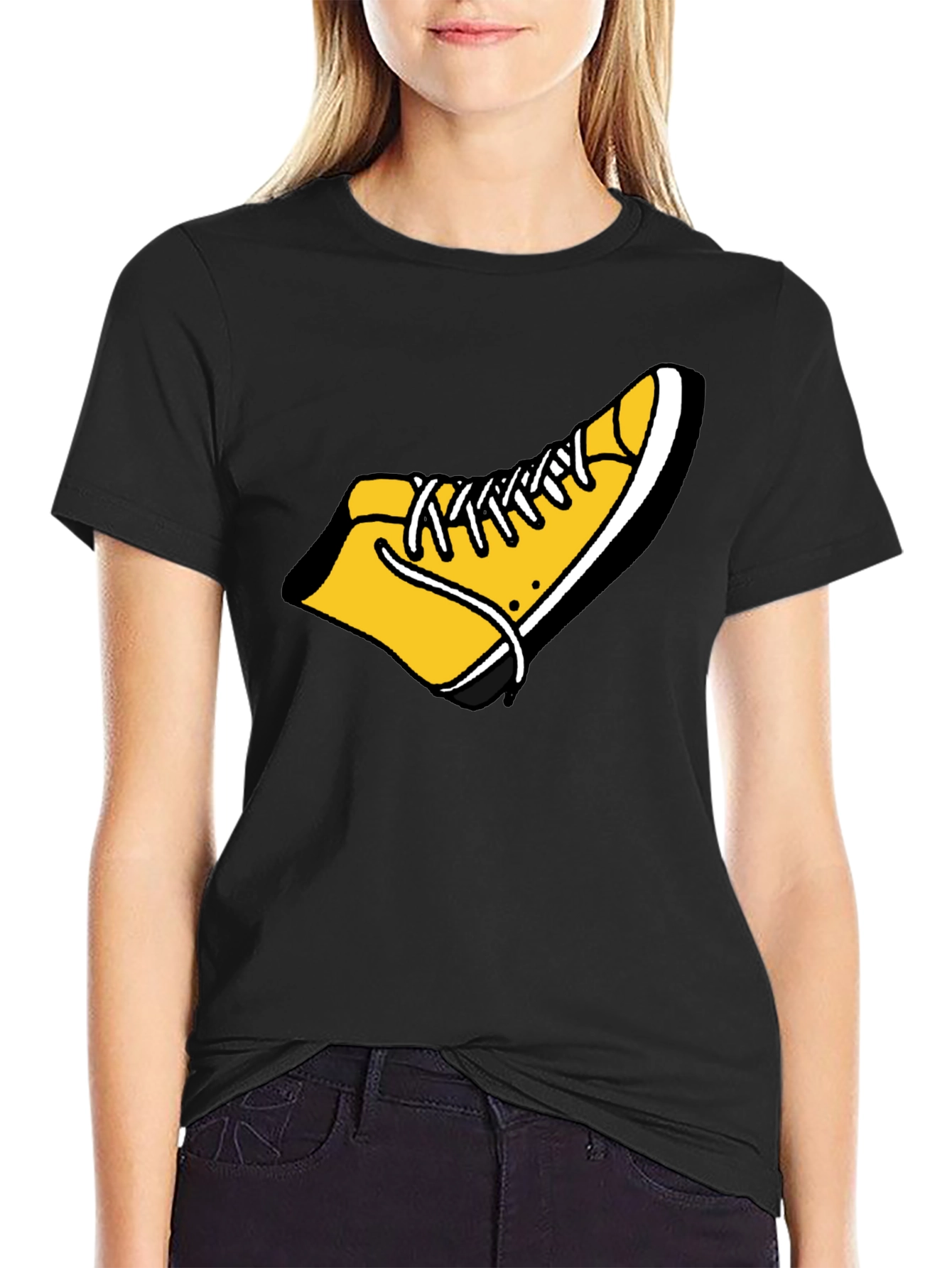 Shoe Graphic Tee - Funky Black Cotton T-Shirt
