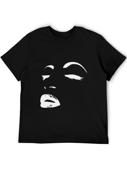 Black Graphic Tee: Womans Face