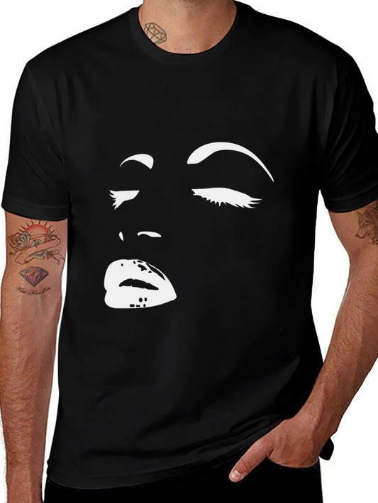 Black Graphic Tee: Womans Face