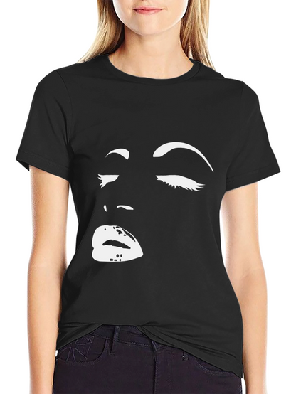 Black Graphic Tee: Womans Face