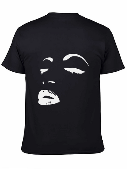 Black Graphic Tee: Womans Face