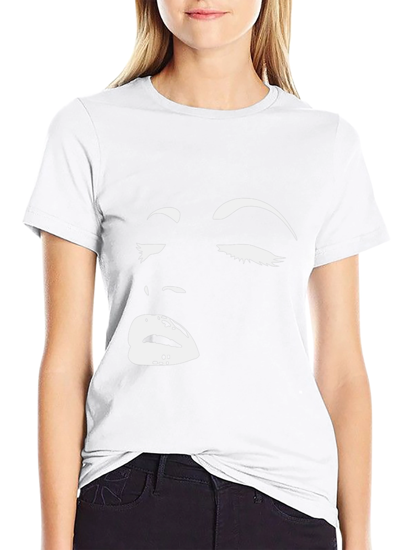Black Graphic Tee: Womans Face