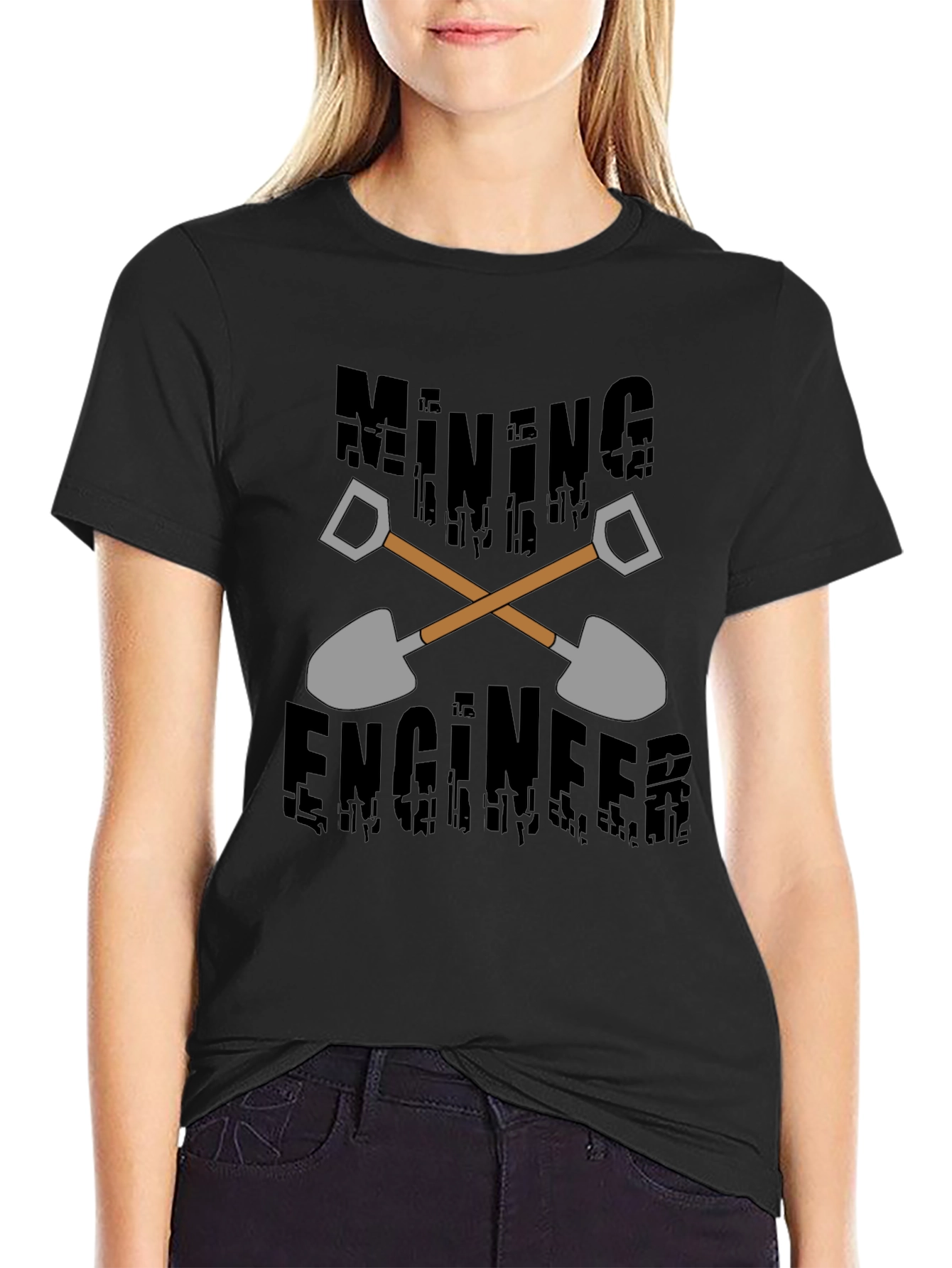 Mining Engineer Graphic T-Shirt - Black Crew Neck