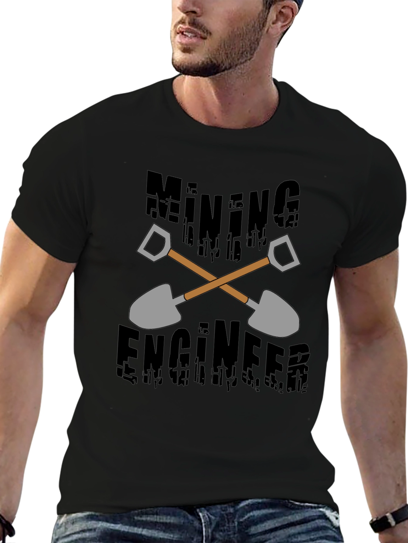 Mining Engineer Graphic T-Shirt - Black Crew Neck