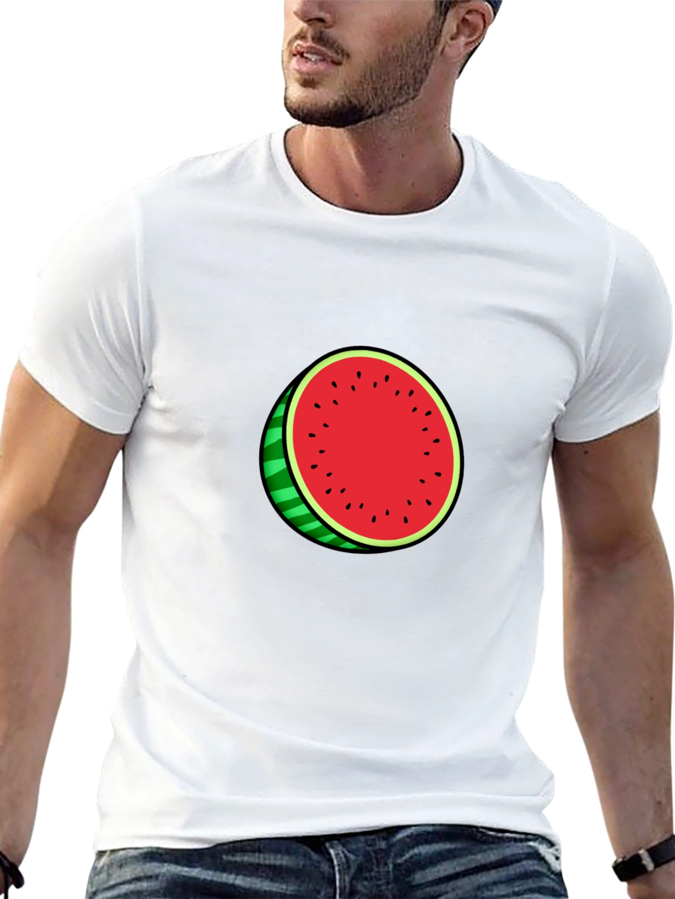 Watermelon Graphic Black Tee - Casual Summer Style