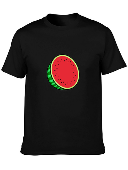 Watermelon Graphic Black Tee - Casual Summer Style
