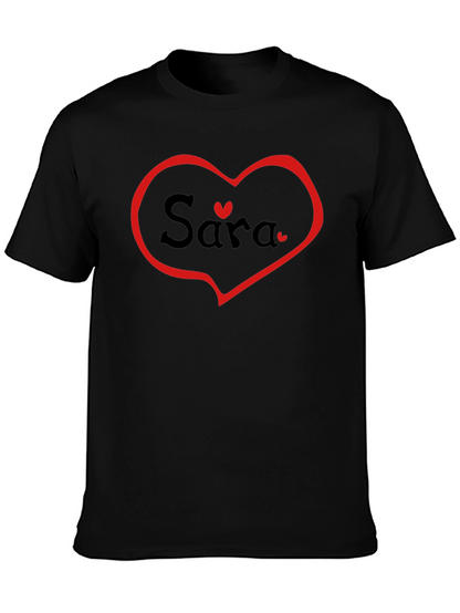 Personalized Sara Heart T-Shirt - Black