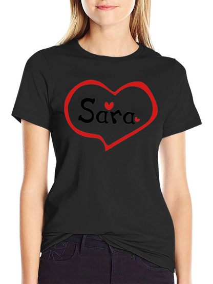 Personalized Sara Heart T-Shirt - Black