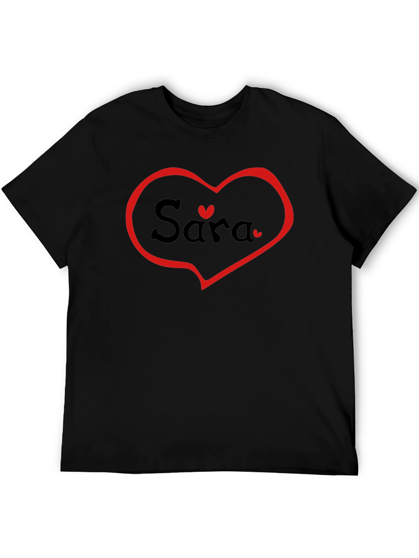 Personalized Sara Heart T-Shirt - Black