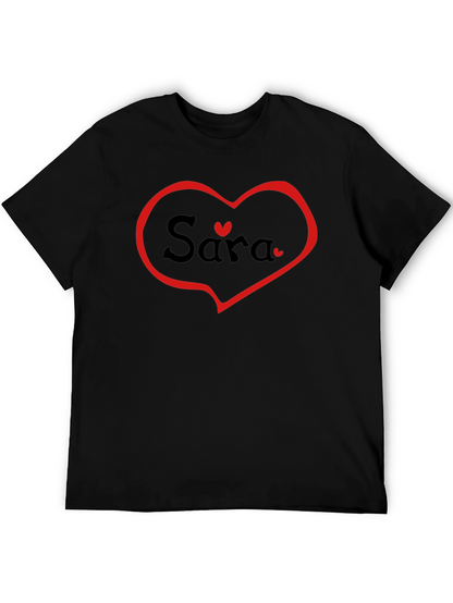 Personalized Sara Heart T-Shirt - Black