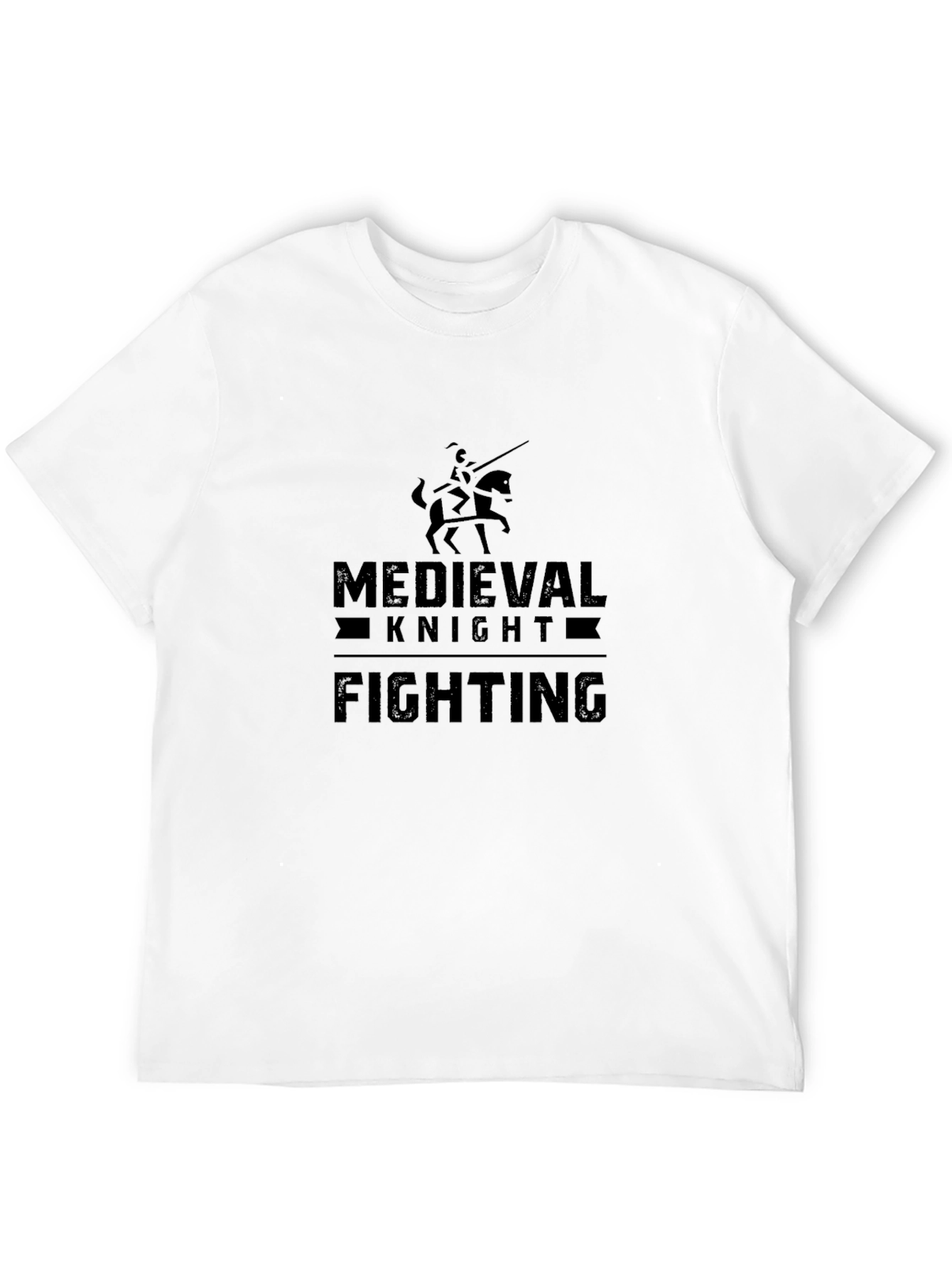 Medieval Knight Fighting Black Graphic Tee