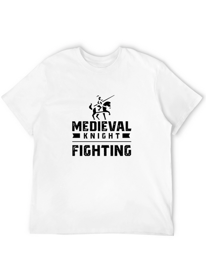 Medieval Knight Fighting Black Graphic Tee