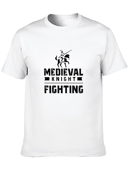 Medieval Knight Fighting Black Graphic Tee