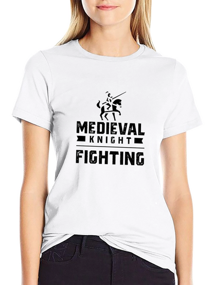 Medieval Knight Fighting Black Graphic Tee