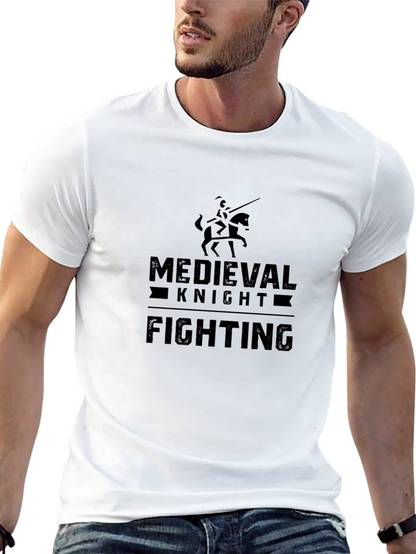 Medieval Knight Fighting Black Graphic Tee