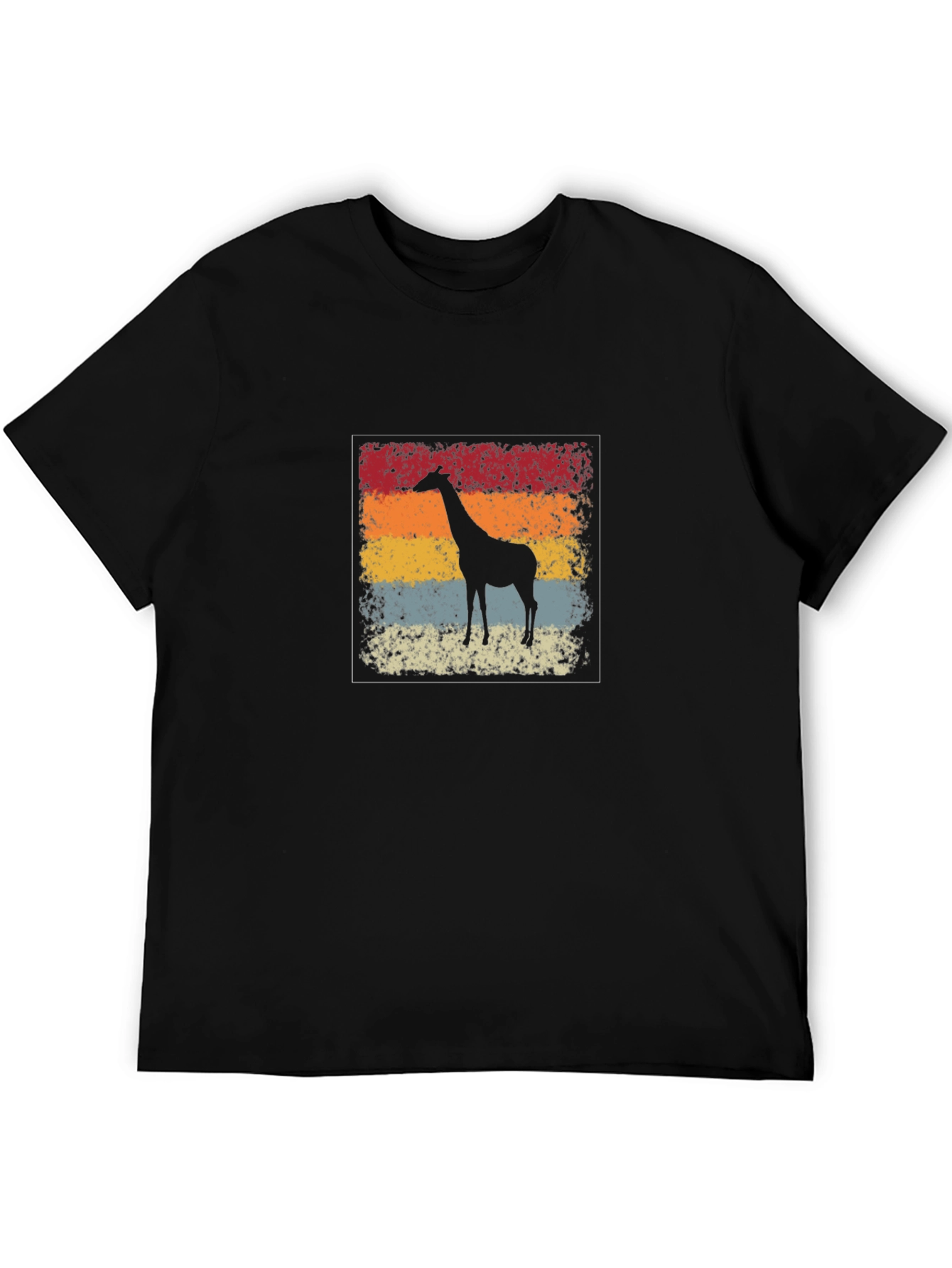 Retro Giraffe Graphic T-Shirt - Black