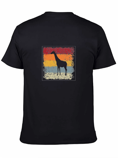 Retro Giraffe Graphic T-Shirt - Black