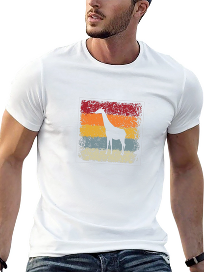 Retro Giraffe Graphic T-Shirt - Black