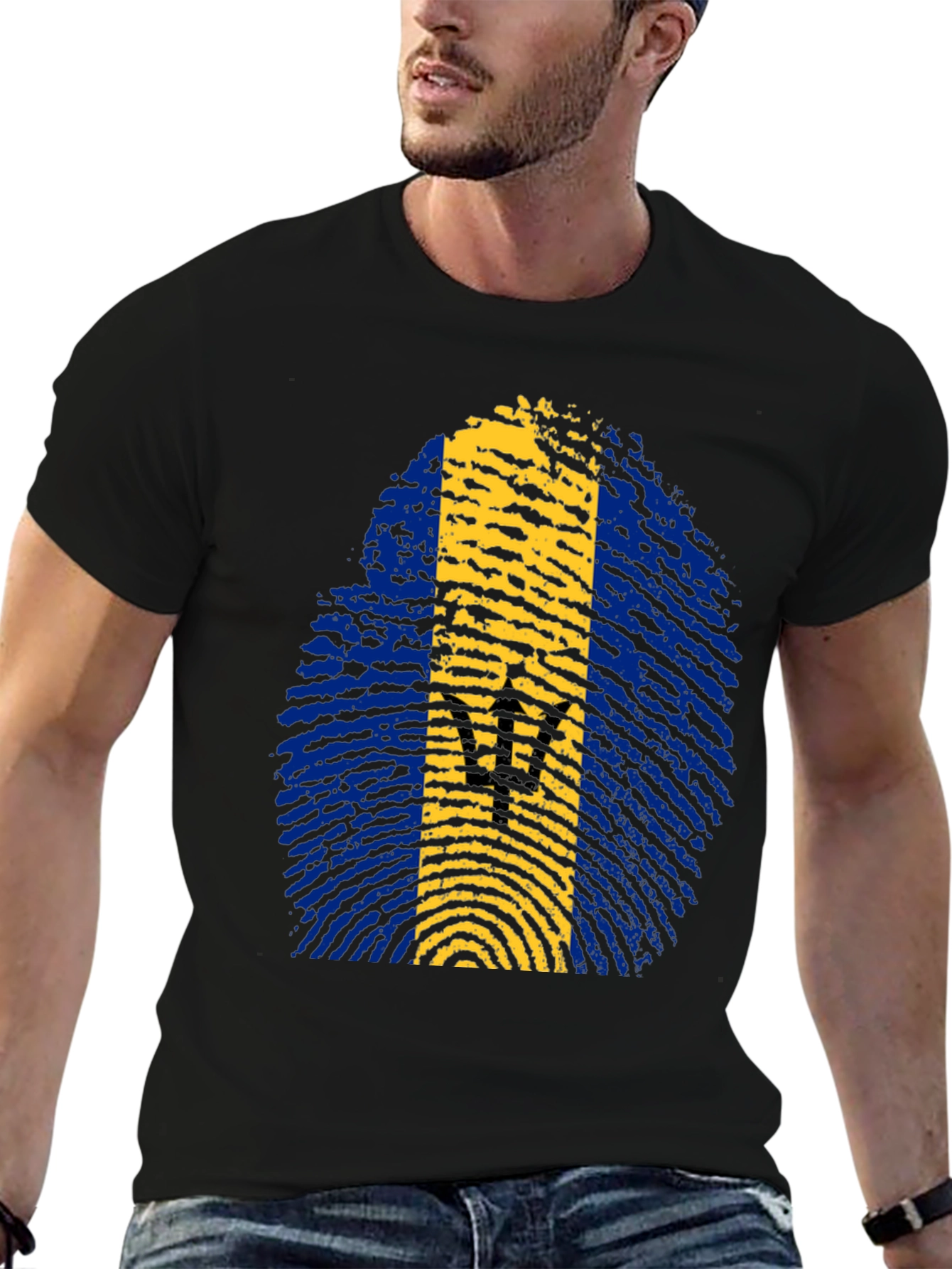 Barbados Flag Fingerprint T-Shirt