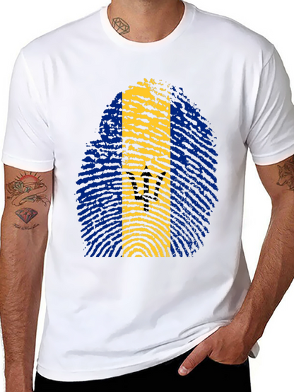 Barbados Flag Fingerprint T-Shirt